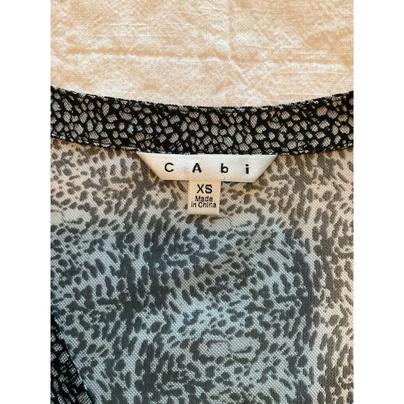 Cabi Sheer gathered Placket Blouse #241 XS Black & White Button-Down - Picture 2 of 4